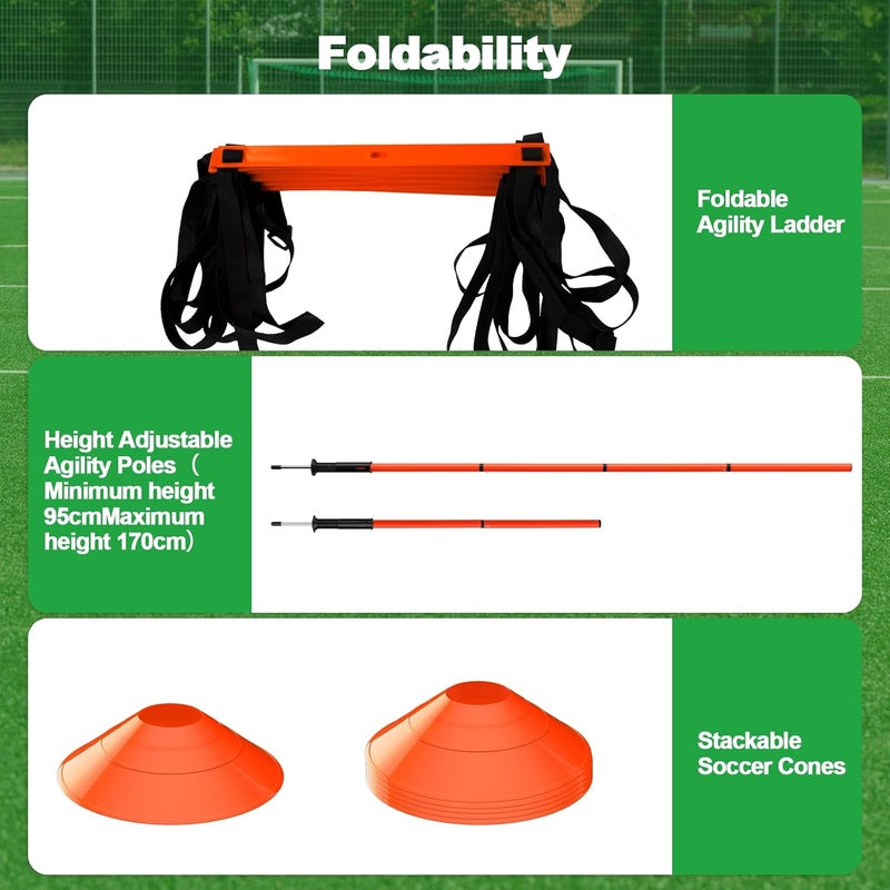 Supvision 24Pcs Soccer Agility Training Equipment Set Ultimate Agility Poles Cones Ladder More for Quick Assembly and Easy Portability Suitable for All Skill Levels Enhance Speed Agility Training - Image 5